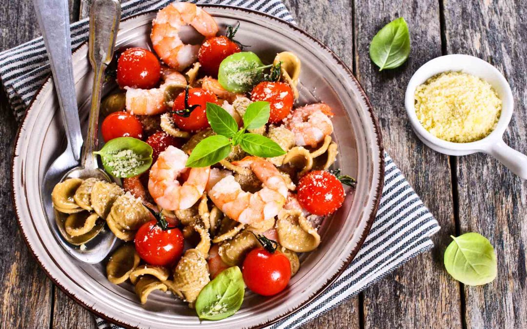 Orecchiette ai gamberi, zucchine e cappesante